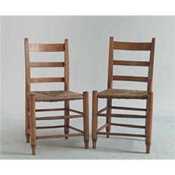 PAIR OF SMALL MAPLE LADDERBACK CHAIRS…