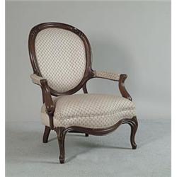 VICTORIAN STYLE WALNUT OPEN ARM CHAIR…