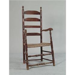 EARLY FOUR SLAT LADDERBACK ARM CHAIR…