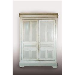 LARGE TWO DOOR ARMOIRE IN GRAY PAINT…