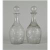 Image 1 : PAIR OF MOLDED BLOWN CLEAR DECANTERS…