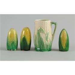 MAJOLICA: FOUR PIECES IN CORN MOTIF…