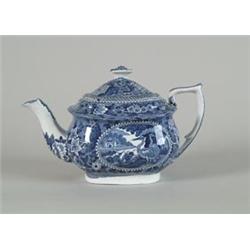 STAFFORDSHIRE BLUE AND WHITE TEAPOT…