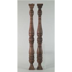 PAIR OF CARVED WALNUT HALF COLUMNS…