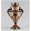 Image 1 : TALL LION DECORATED MAJOLICA VASE…