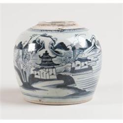 CANTON: BLUE AND WHITE GINGER JAR…