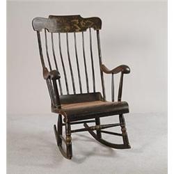 CANE SEAT STENCILED BOSTON ROCKER…