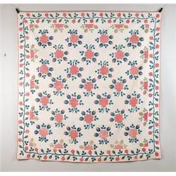 ANTIQUE APPLIQUED FLOWER QUILT…