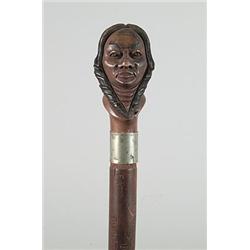 CANE: CARVED WOOD COLLEGE CANE…