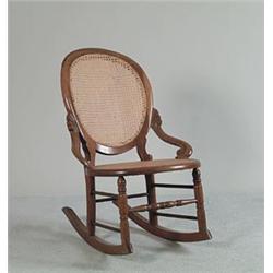 WALNUT VICTORIAN CANED ROCKER…