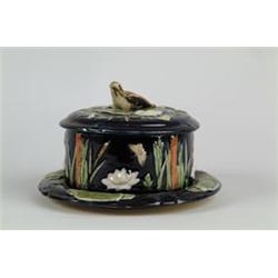 MAJOLICA: COVERED BUTTER TUB…