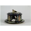 Image 1 : MAJOLICA: COVERED BUTTER TUB…