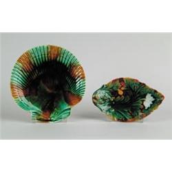 MAJOLICA: TWO SHAPED DISHES…