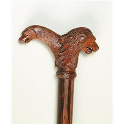 CANE: CARVED WOOD LION/DOG…