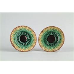 MAJOLICA: PAIR OF SAUCERS…