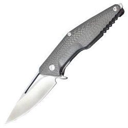 Brous Blades Mini Division Flipper, Black Carbon Fiber, Satin Plain MNA-BRMDFCF-SAT