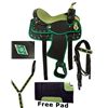 Image 1 : 15 16 Green Ostrich Synthetic Western Show Saddle Tack Set [2085]