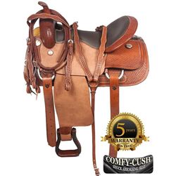 Rough Out Western Pleasure Trail Horse Leather Saddle 16 17 [3117]