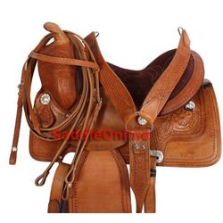 New 15 18 Fancy hand tooled leather Horse saddle [0429H]