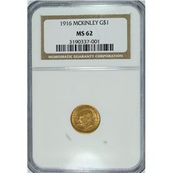 1916 MCKINLEY GOLD COMMEN DOLLAR NGC MS-62