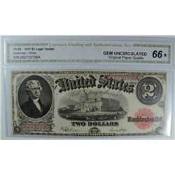 1917 $2 US NOTE (CGA 66 STAR)