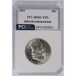 1955 FRANKLIN HALF DOLLAR, PCI MS-65 FBL