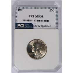 1937 WASHINGTON QUARTER, PCI MS-66