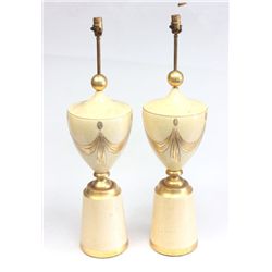 Pair painted composition lamps