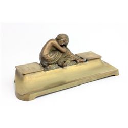 Bronze figural inkwell with "Semi Nude Female"