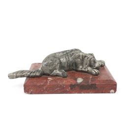 Bronze figure of dog on marble base