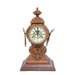 White metal open escapement Ansonia clock