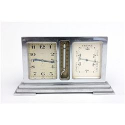 Abercrombie & Fitch chrome clock & barometer