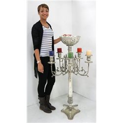 Standing candelabra with font