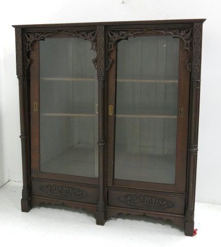 Gothic Style Oak Carved Bookcase