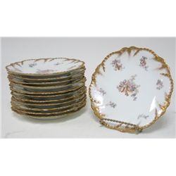 12 Limoges, France Floral painted porcelain plates