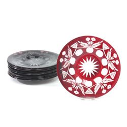 10 red cut to clear glass plates