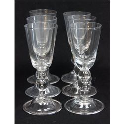6 hand blown glass wine goblets