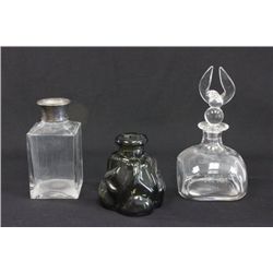 3 glass decanters