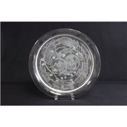 French glass Lalique style etched charger