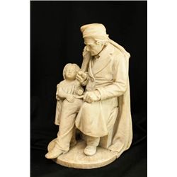 Alabaster sculpture "Grandfather & Child"