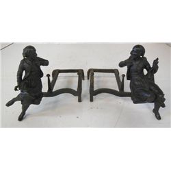 Pair of American cast iron figural chenets