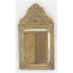 Hanging brass mirror