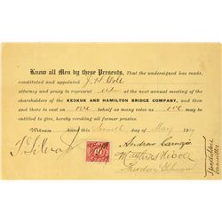 Andrew Carnegie Signed Stock