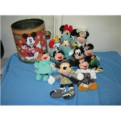 Can Of 9 Misc .Mickey & Minnie Beanie Baby's