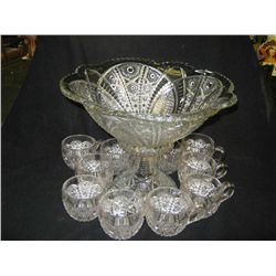 Vintage Pressed Glass Punch Bowl