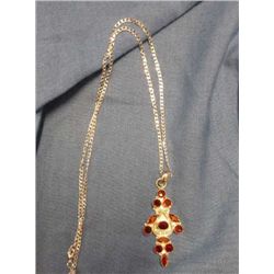 12 Stone Garnet Pendant & Chain