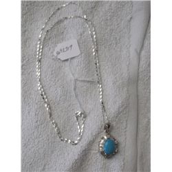 Turquoise Pendant With CZ