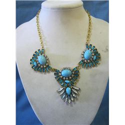 Blue Crystal Bib Necklace