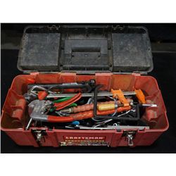 Craftsman red and black plastic toolbox.