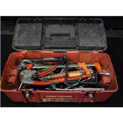 Craftsman red and black plastic toolbox.